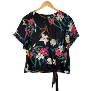 Worthington Petite Floral Tie Front Blouse Size Petite Small